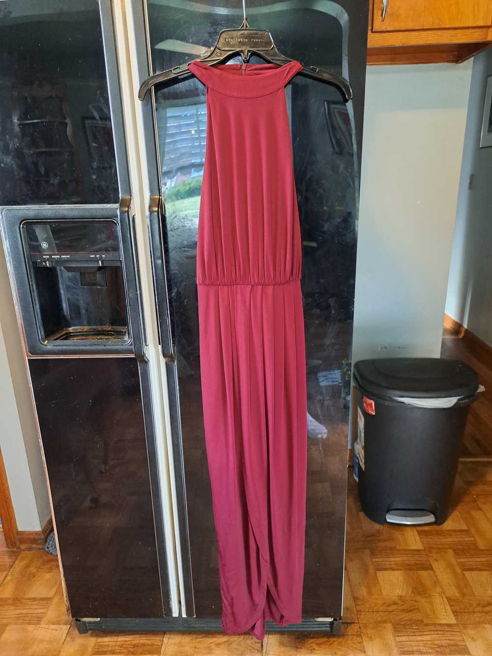 VENUS Burgundy Halter-Style Sleeveless Jumpsuit